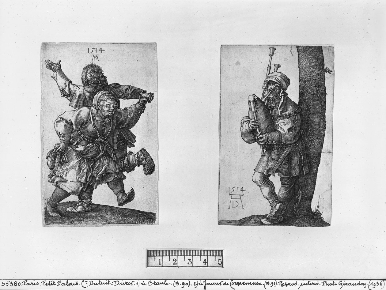 Táncoló parasztok és egy dudás, 1514 alkotó: Albrecht Dürer