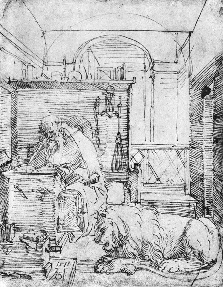 Szent Jeromos a tanulmányában alkotó: Albrecht Dürer