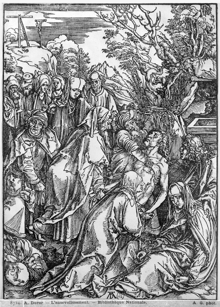 Krisztus sírba állítása, A nagy szenvedés sorozatból, 1497-1500 alkotó: Albrecht Dürer