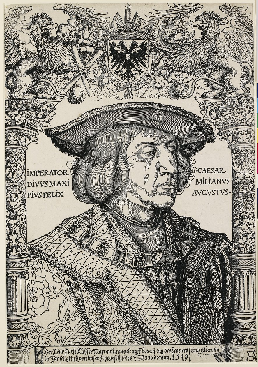 I. Maximilian császár portréja, Kr. u. 1519 alkotó: Albrecht Dürer
