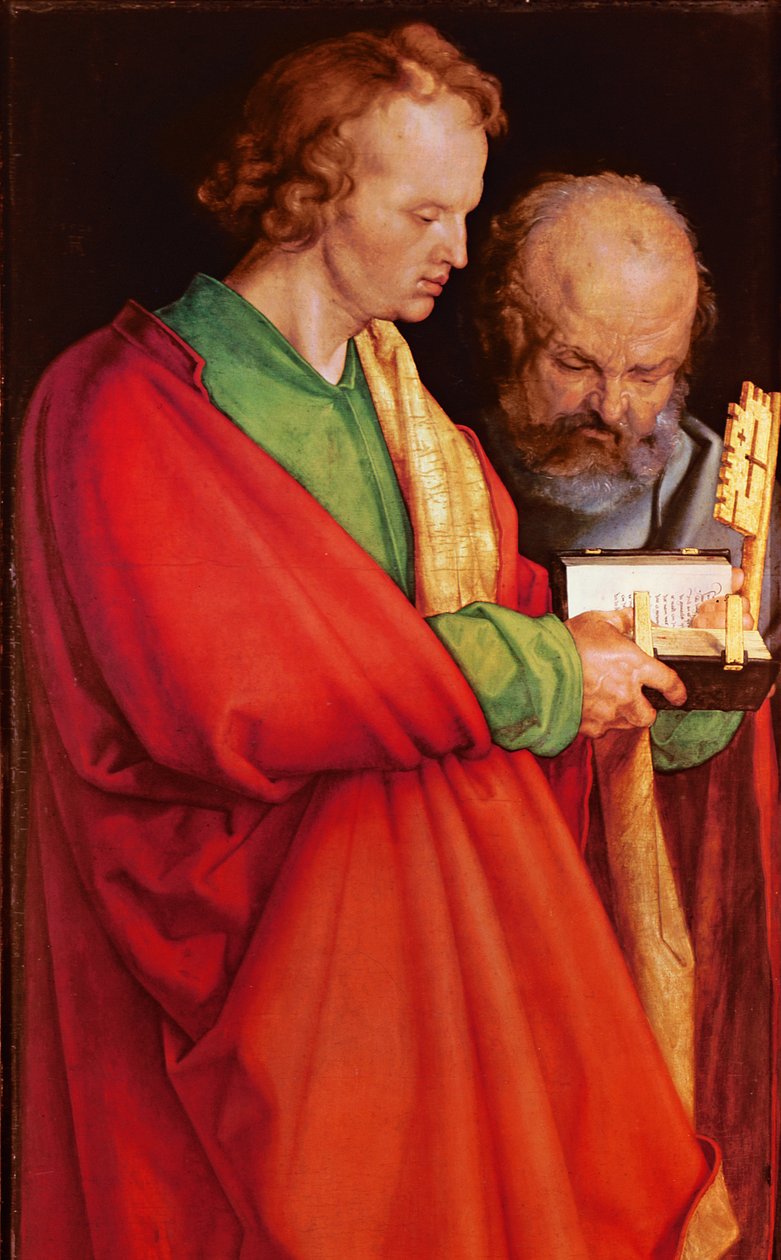 Szent János Szent Péterrel, 1526 olaj, táblarészlet 170205 alkotó: Albrecht Dürer