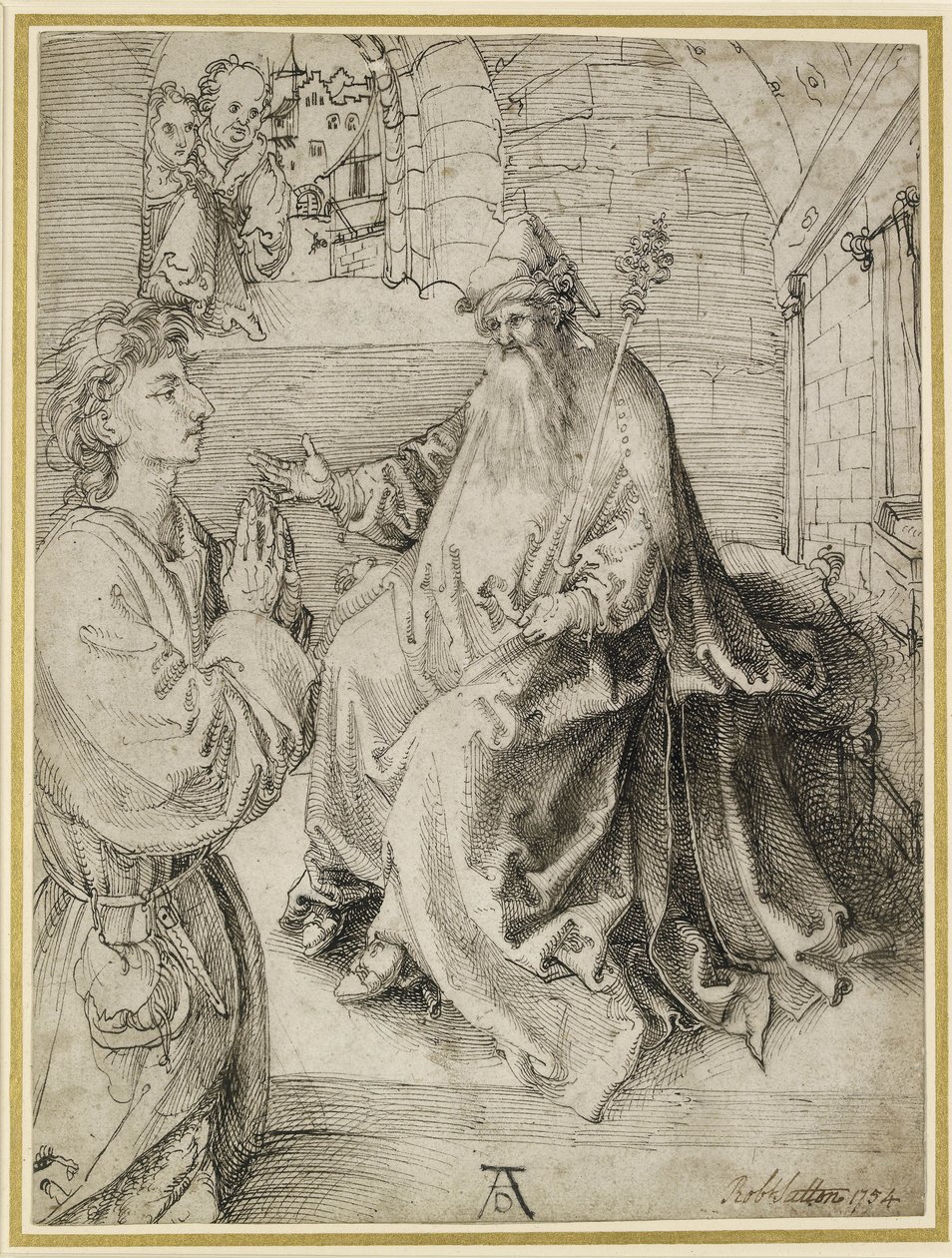 Potentátus előtt térdelő ifjú, 15. század alkotó: Albrecht Dürer