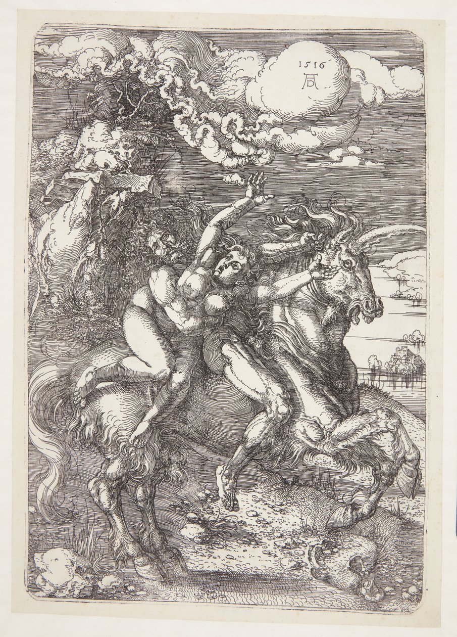 Elrablás egy unikornison alkotó: Albrecht Dürer