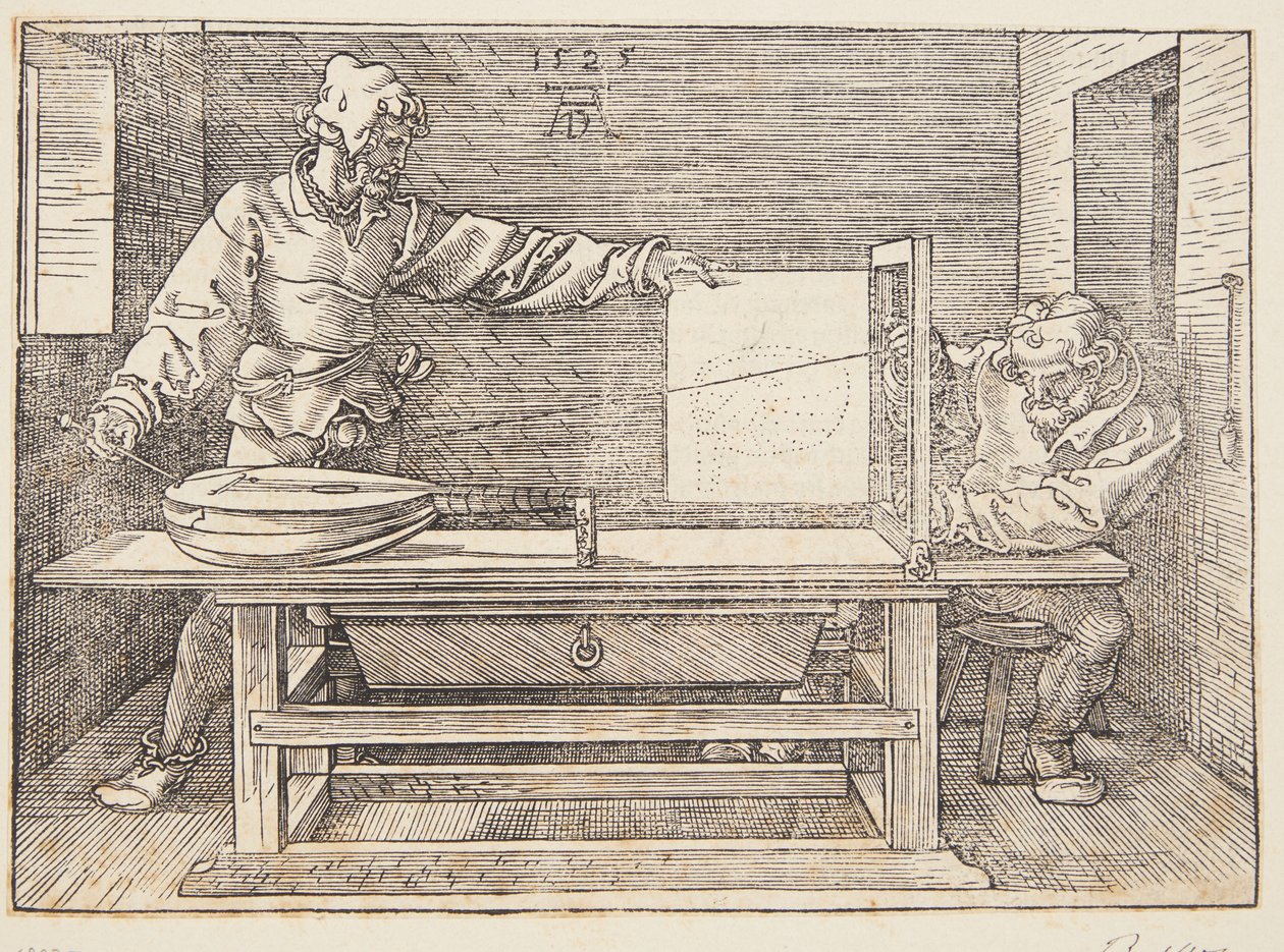 Rajzoló lantot rajzol alkotó: Albrecht Dürer