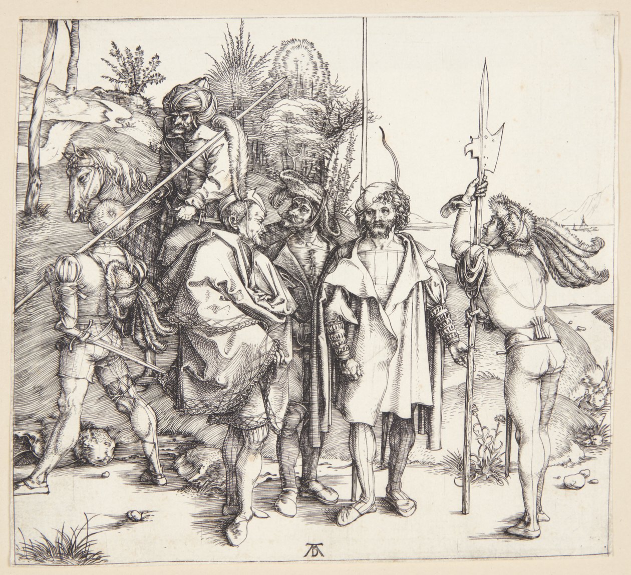 Öt lansquenet és egy keleti lóháton alkotó: Albrecht Dürer