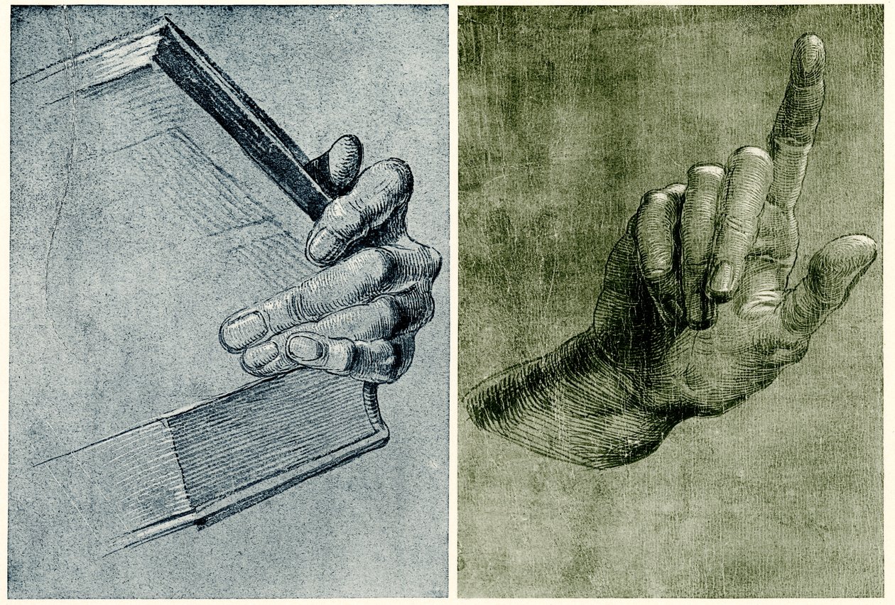 Kéz könyvvel alkotó: Albrecht Dürer