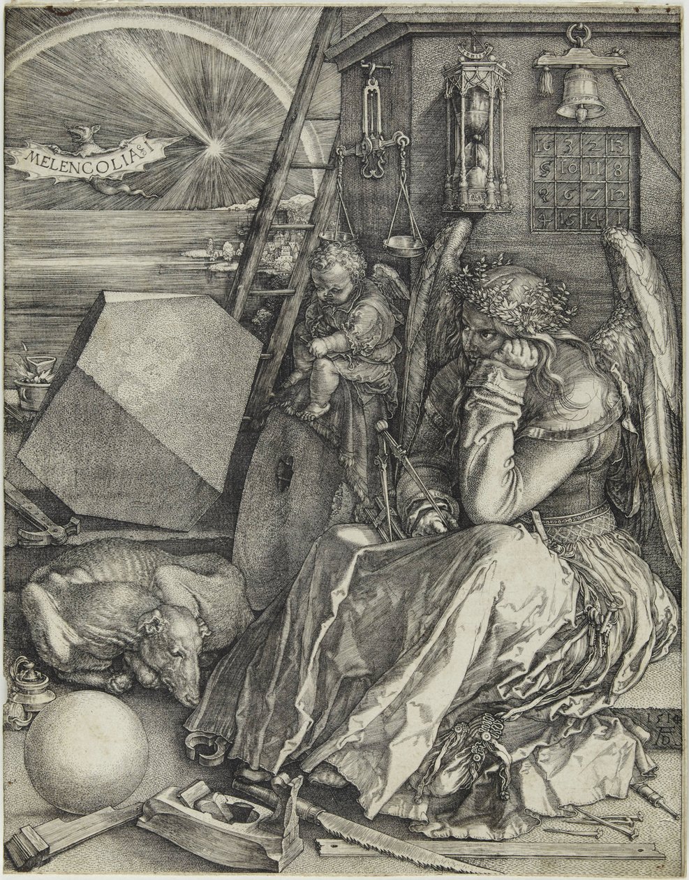 Melankólia I, 1514. alkotó: Albrecht Dürer