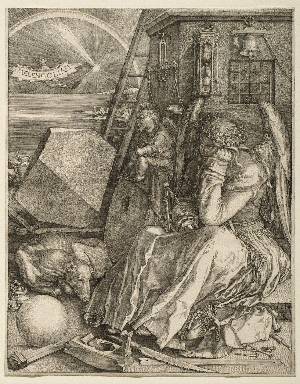 Melenkólia I, 1514 alkotó: Albrecht Dürer