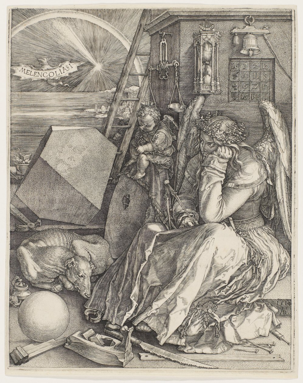 Melenkólia I, 1514 alkotó: Albrecht Dürer