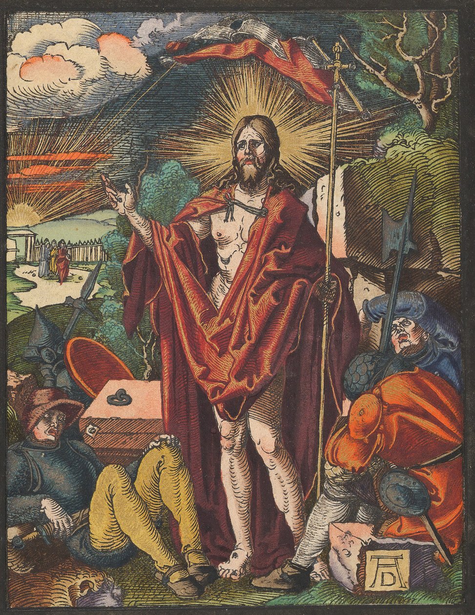 Feltámadás, a kis fametszetű passióból.n.d. alkotó: Albrecht Dürer