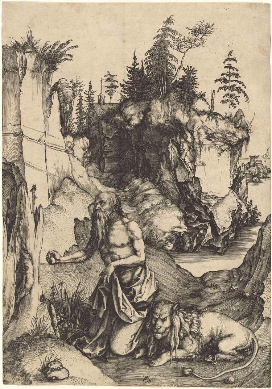 Szent Jeromos bűnbánó a vadonban alkotó: Albrecht Dürer
