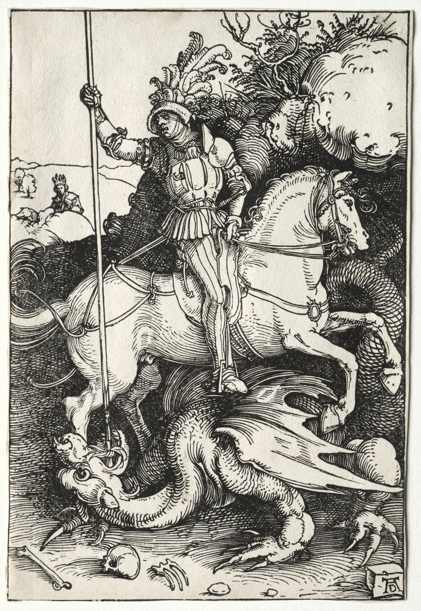 Szent György megöli a sárkányt, 1500-as évek. alkotó: Albrecht Dürer