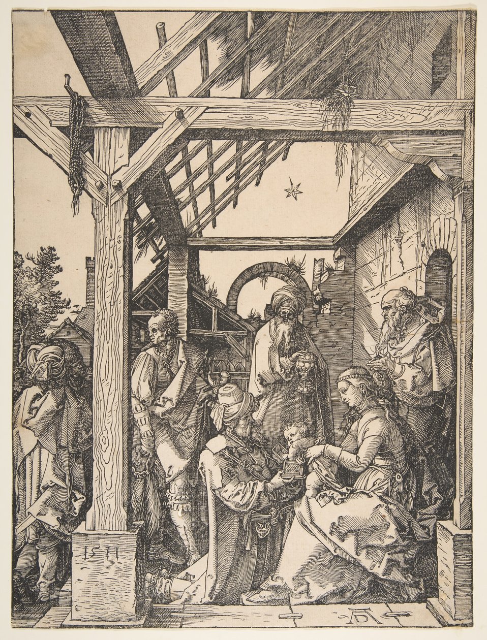 A mágusok imádása, 1511. alkotó: Albrecht Dürer