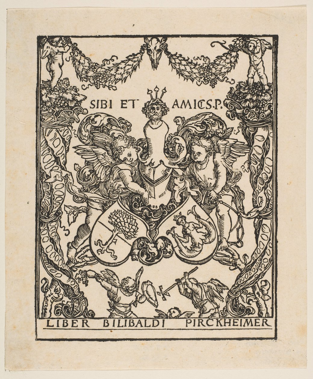 Willibald Pirckheimer könyvtáblája.n.d. alkotó: Albrecht Dürer