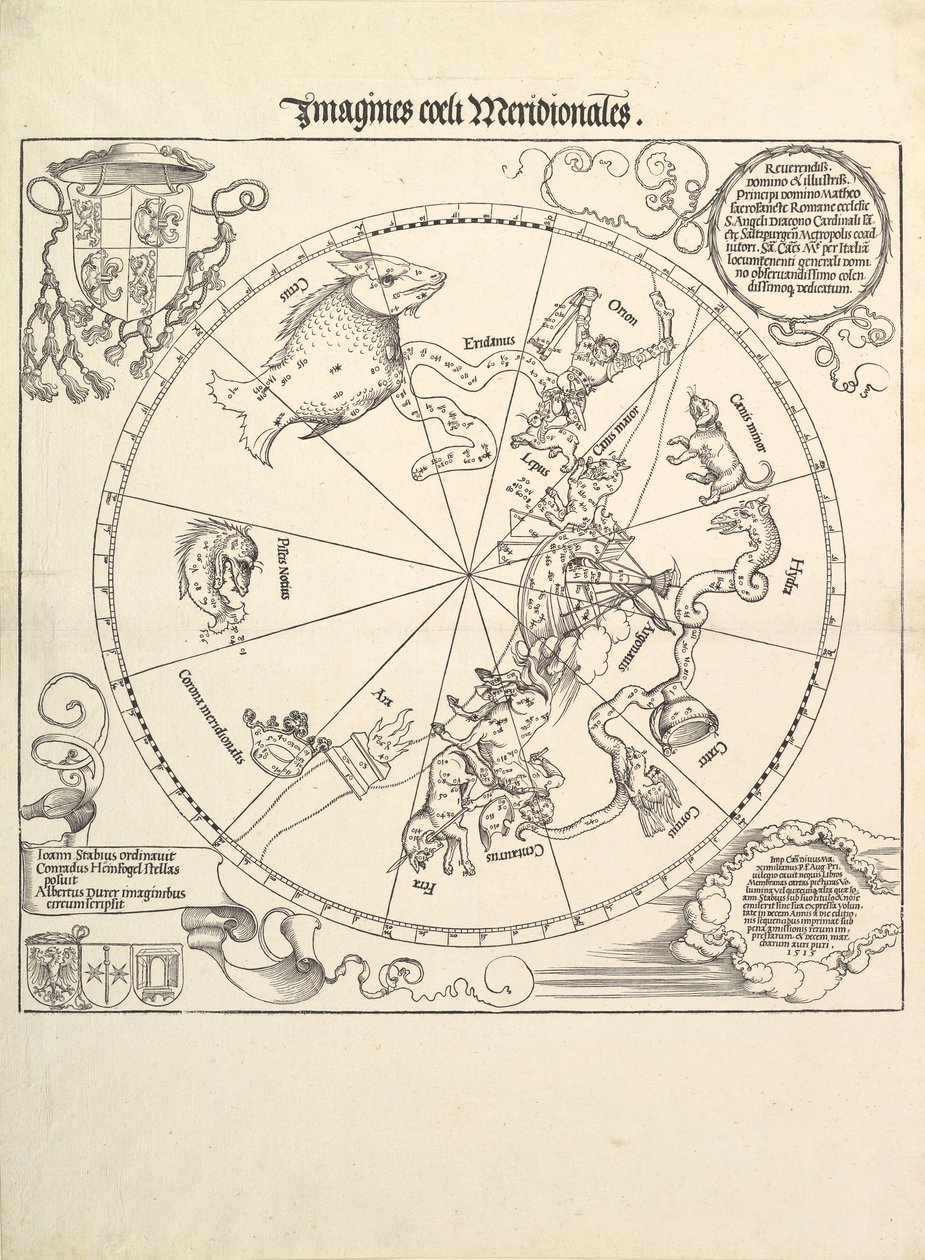 Az égi földgömb – a déli félteke, 1515. alkotó: Albrecht Dürer