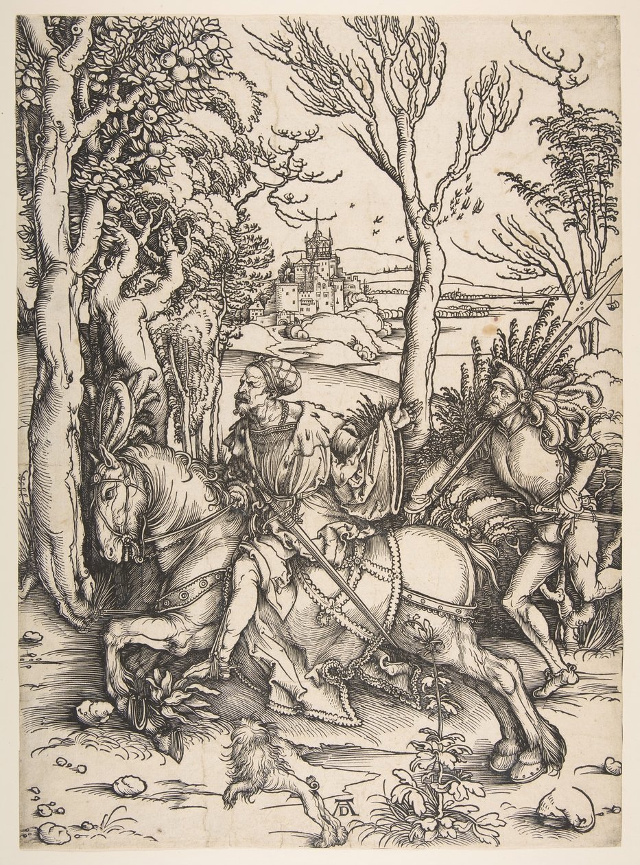 A lovag és a fegyveres ember.n.d. alkotó: Albrecht Dürer