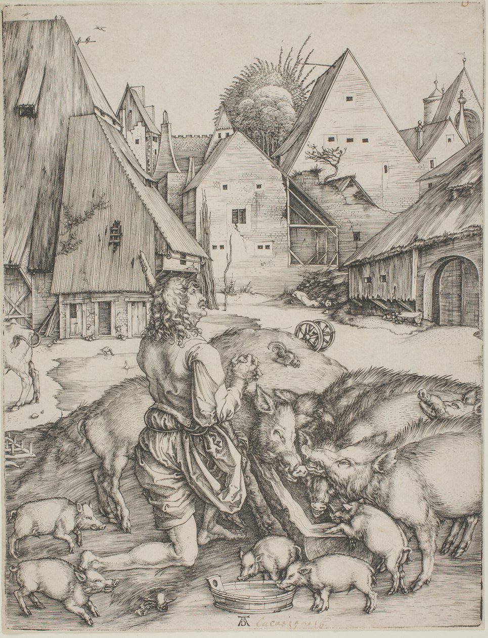 A tékozló fiú a disznók között alkotó: Albrecht Dürer