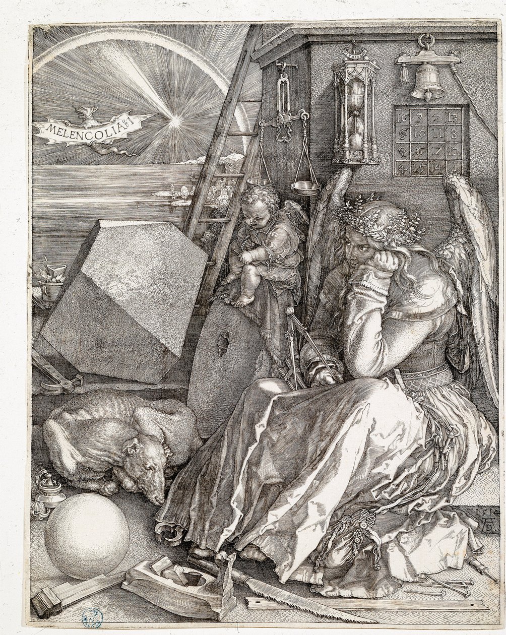 Melankólia I (metszet alkotó: Albrecht Dürer