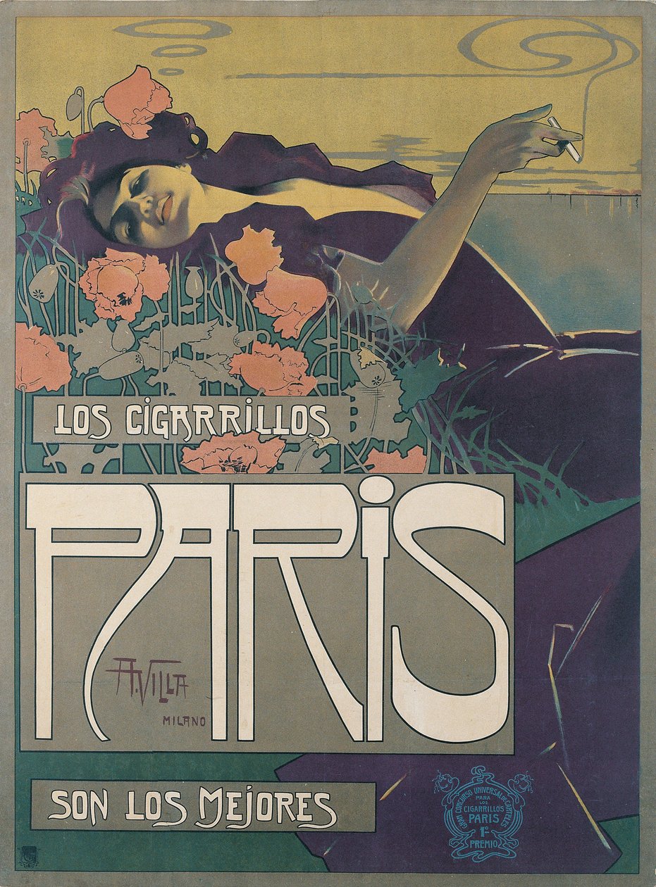 Cigaretta Párizs, 1901 alkotó: Aleardo Villa