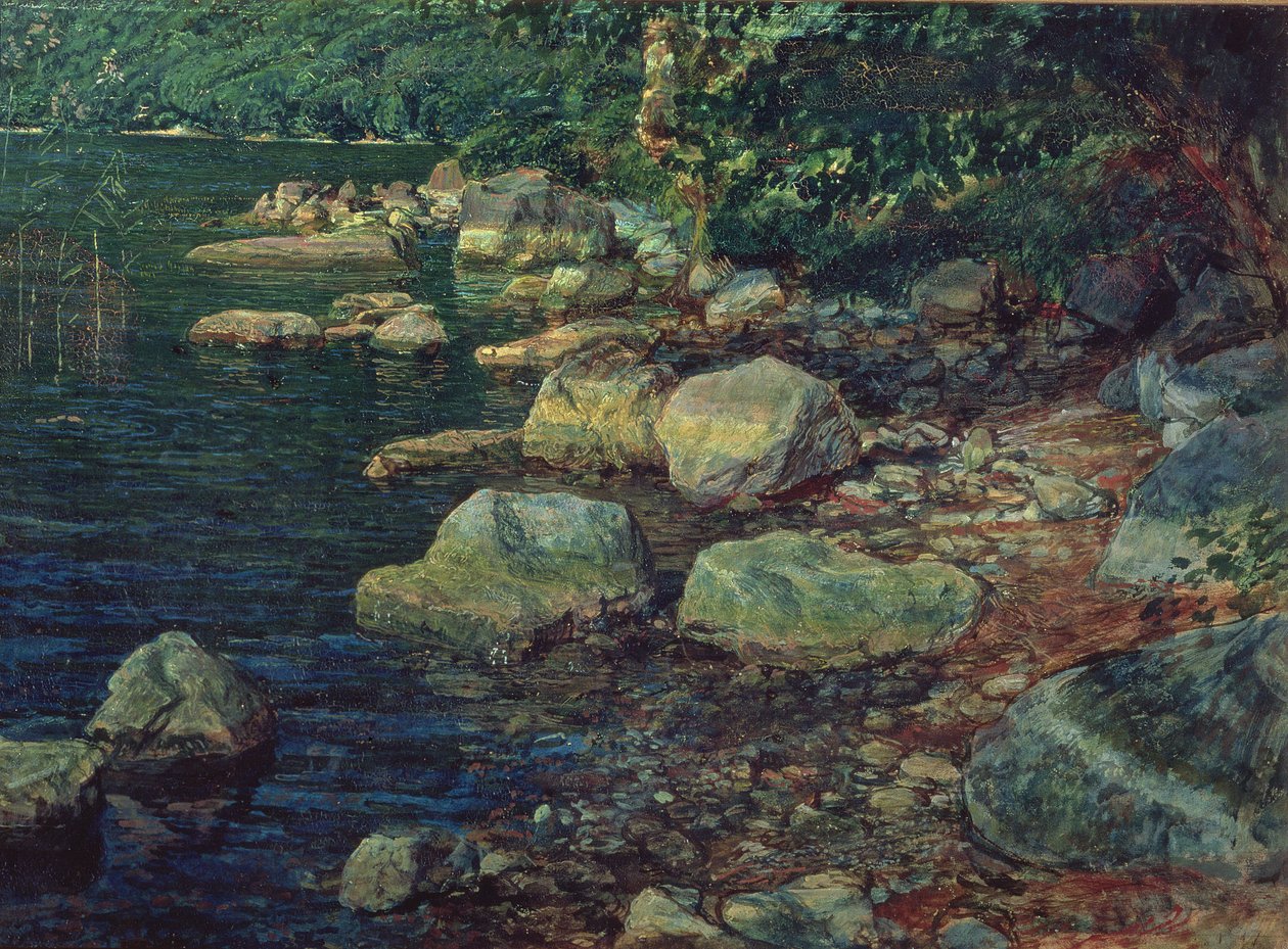 River Scene in Palazzuolo (olaj, papír) alkotó: Aleksandr Andreevich Ivanov