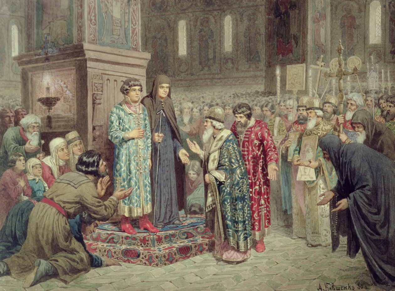 Mihály F. Romanov (1596-1645) uralkodásra hívó tanács, 1880 alkotó: Aleksei Danilovich Kivshenko