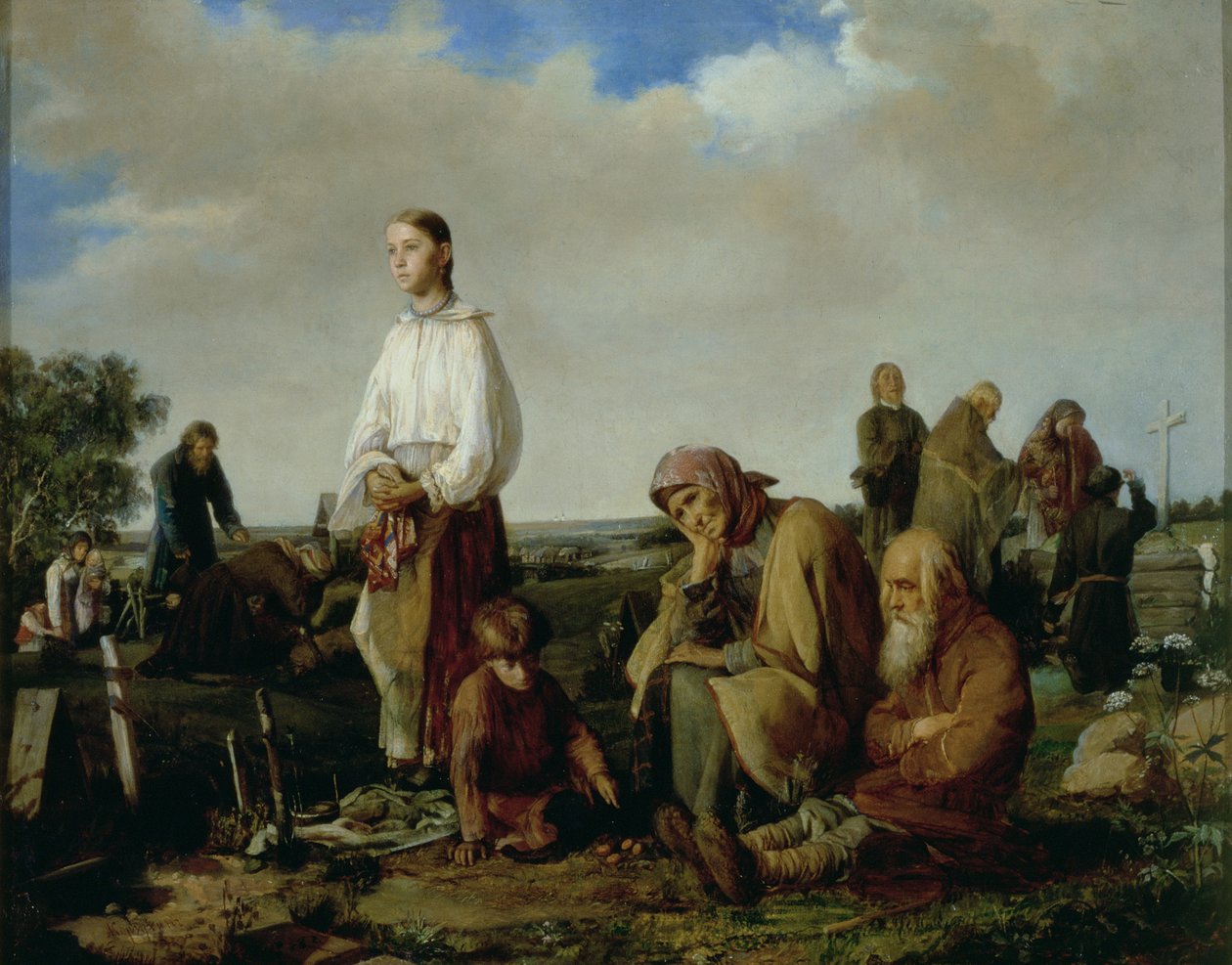 The Wake a temetőben, 1865 alkotó: Aleksei Ivanovich Korzukhin