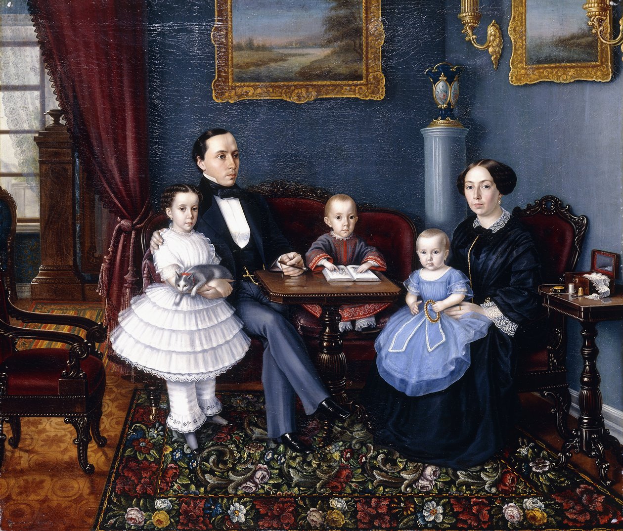 Egy fiatal család portréja, 1855 alkotó: Aleksei Iagodnikov