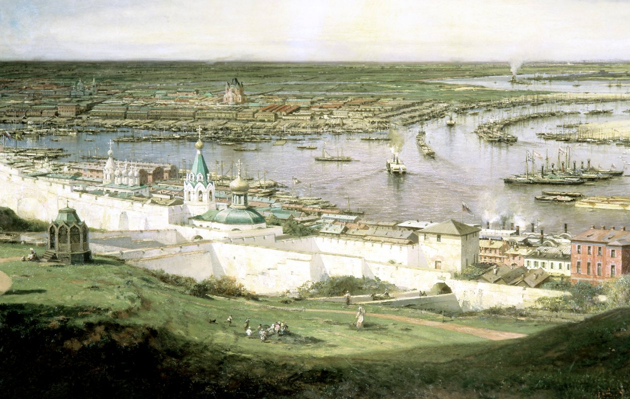 „Nyizsnyij Novgorod látképe”, 1878. alkotó: Aleksey Bogolyubov