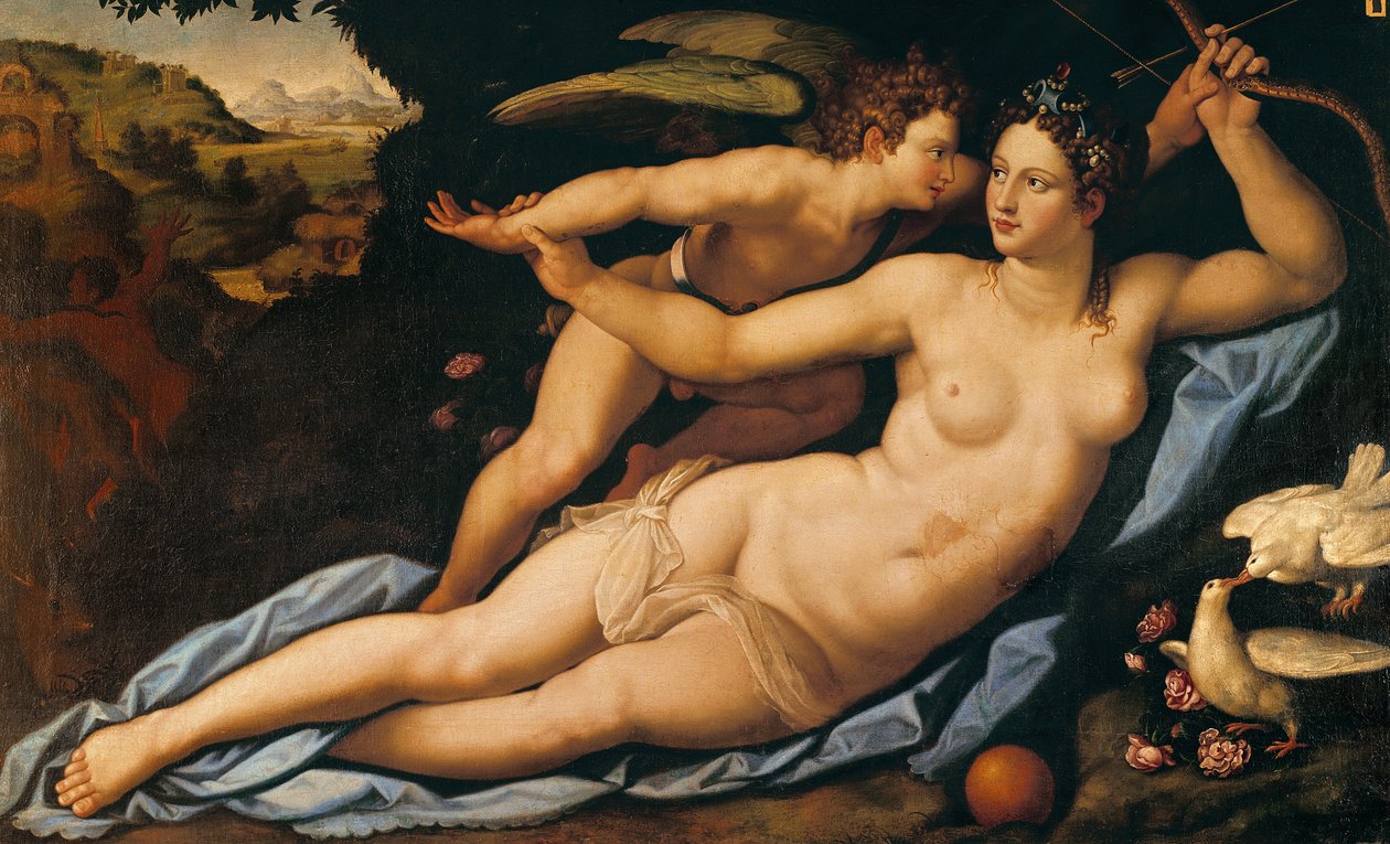 Vénusz és Ámor alkotó: Alessandro Allori