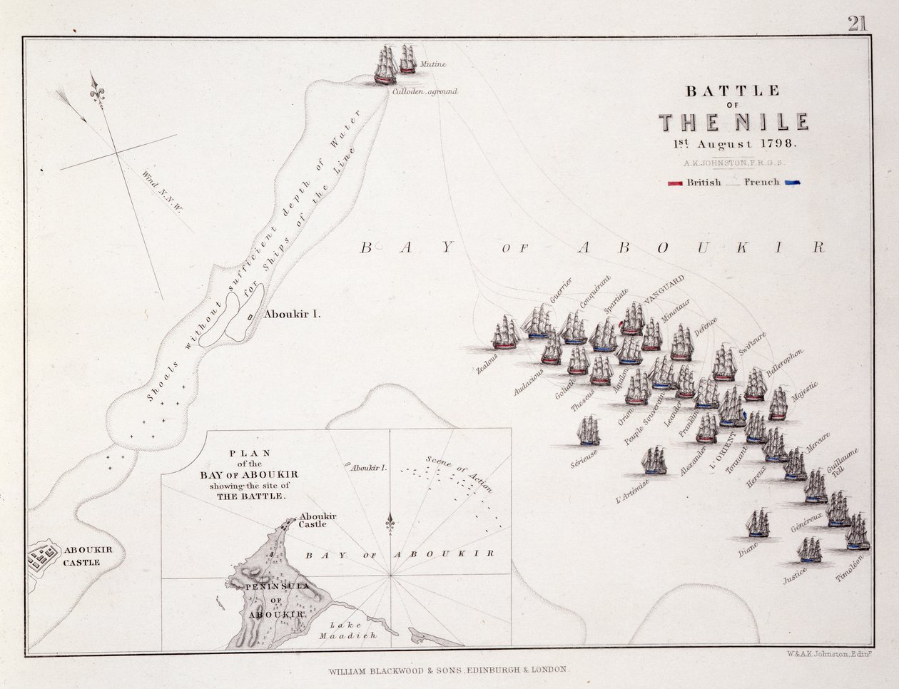 A nílusi csata terve, 1798. augusztus 1., 1830-as évek alkotó: Alexander Keith Johnston