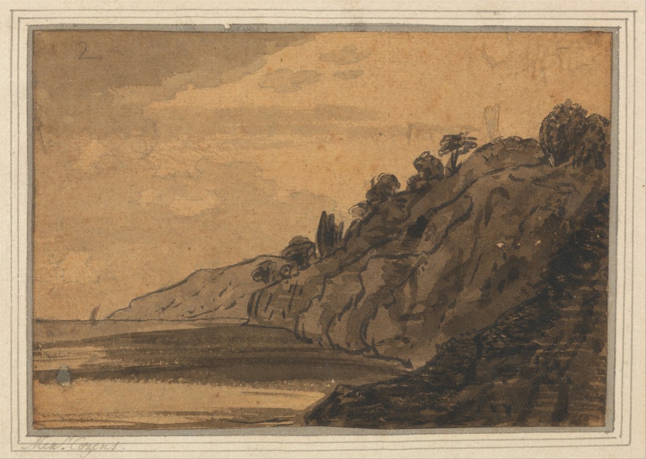 Tengerparti jelenet erdős sziklával alkotó: Alexander Cozens