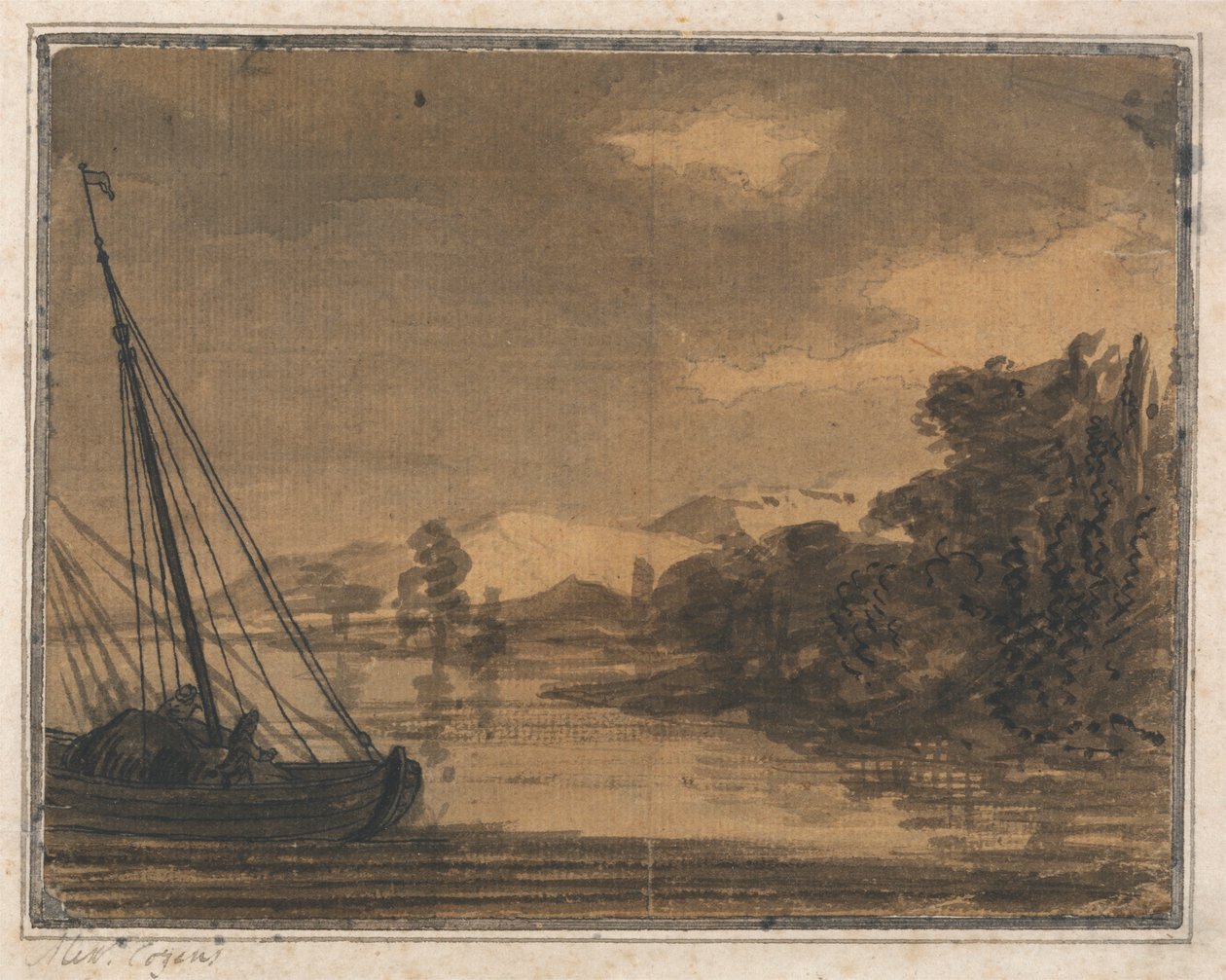 Folyó és csónak alkotó: Alexander Cozens