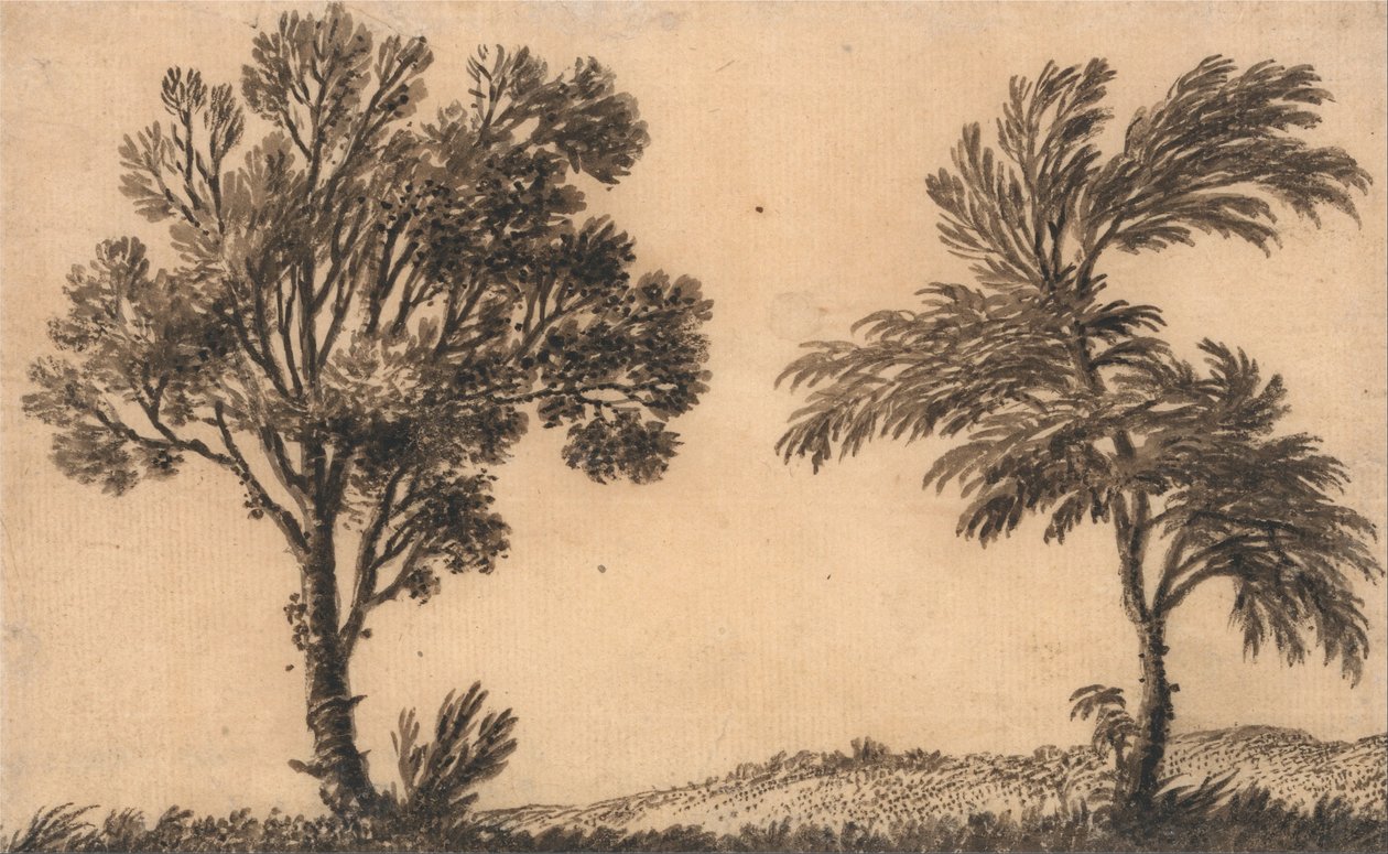 Tanulmány két fűzről alkotó: Alexander Cozens
