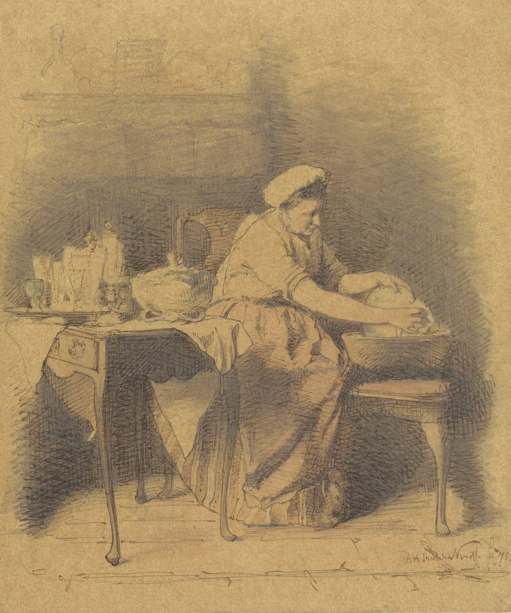Ülő nő mosogatás alkotó: Alexander Hugo Bakker Korff