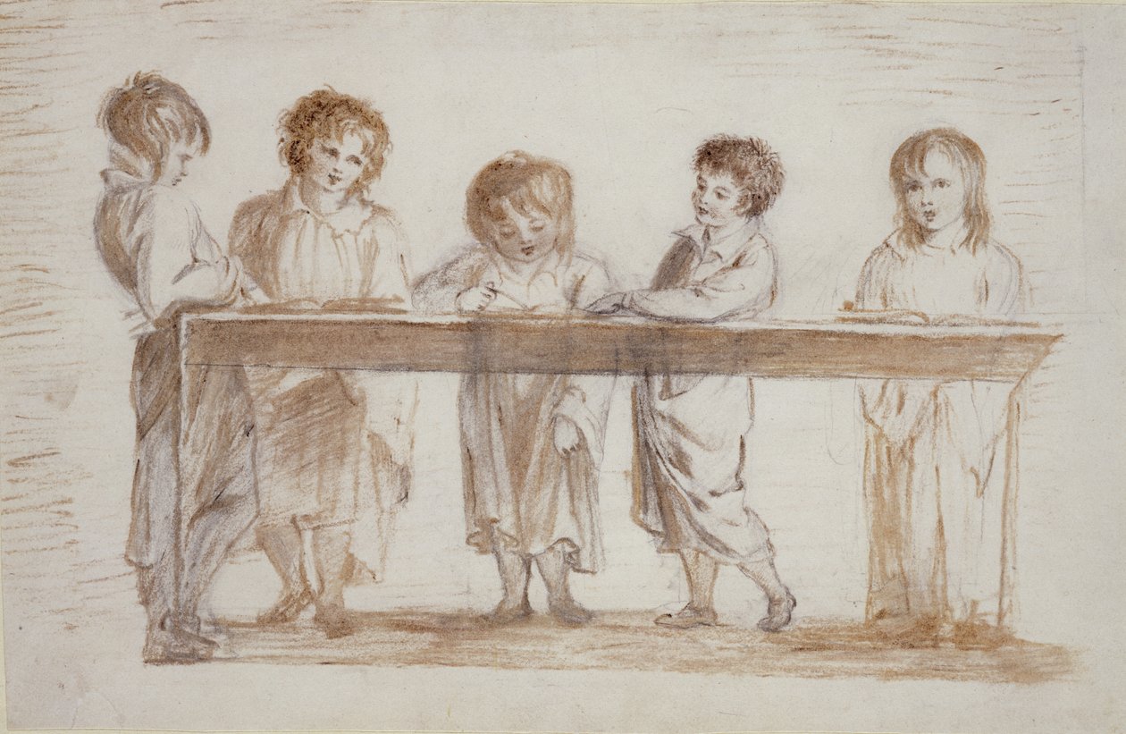Choirboys (ceruza és zsírkréta papíron) alkotó: Alexander Nasmyth