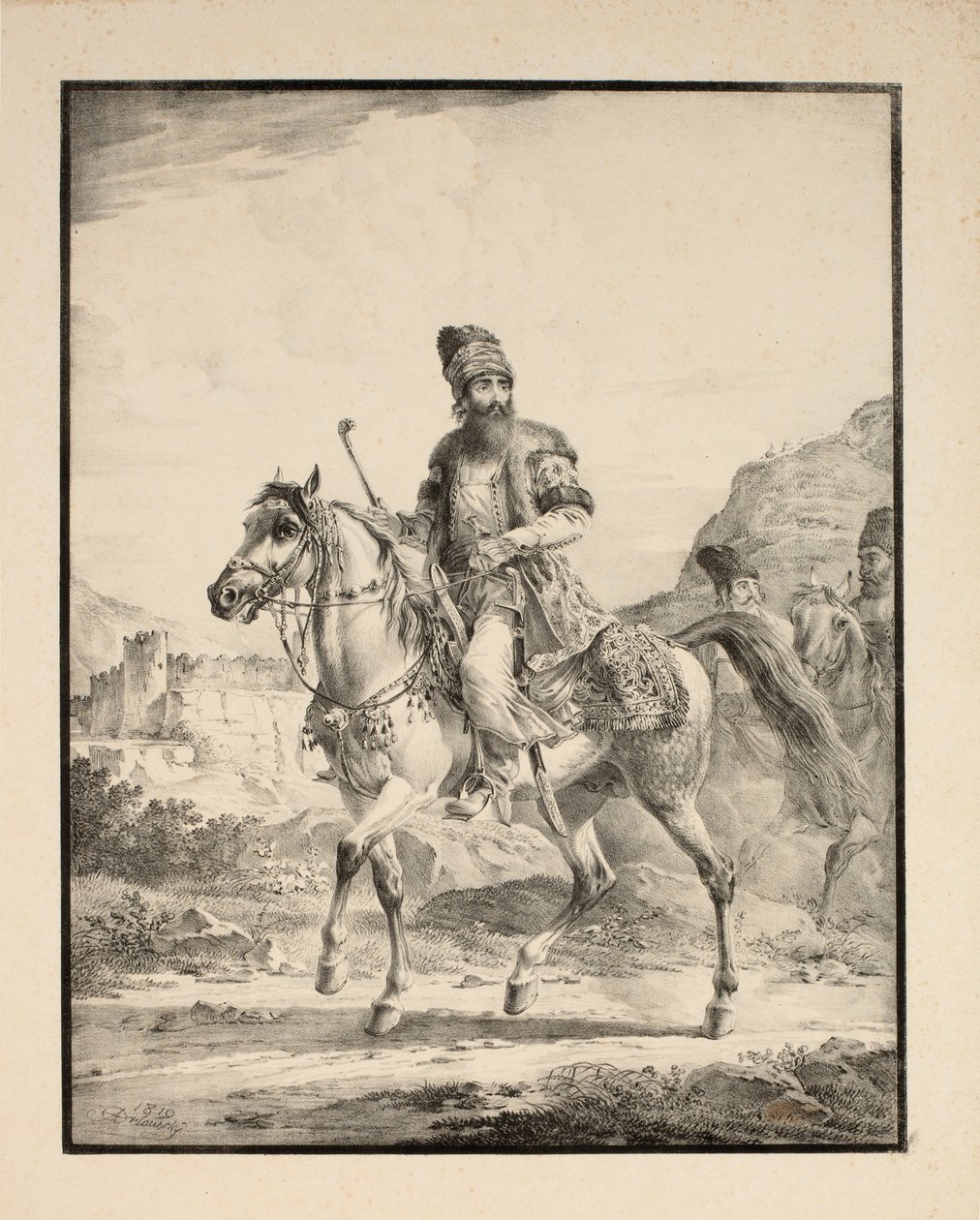 Perzsa lóháton, 1820 alkotó: Alexander Orlowski