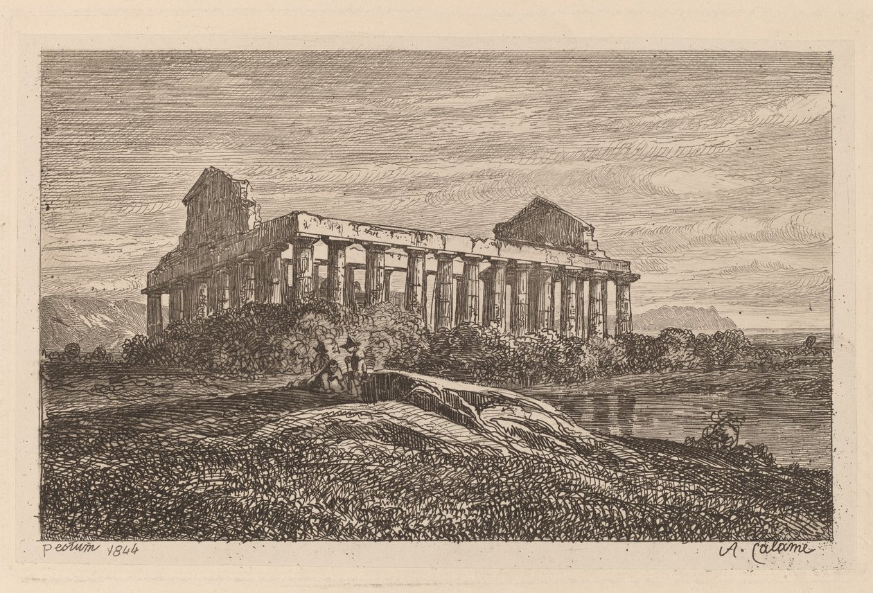 Romok Paestumban alkotó: Alexandre Calame