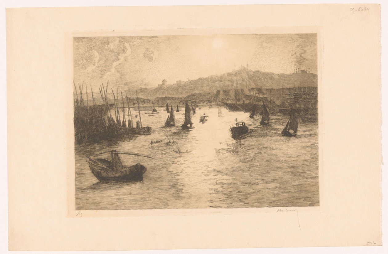 Kikötő naplementével alkotó: Alexandre Lunois (signed by artist)