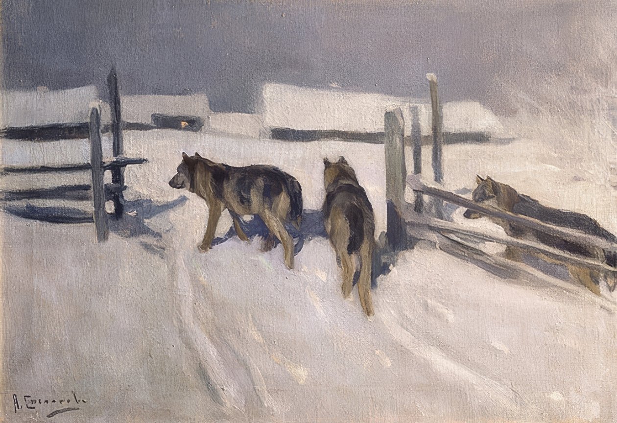 Farkasok. Téli éjszaka. 1910 körül alkotó: Alexei Steipanovitch Stepanov