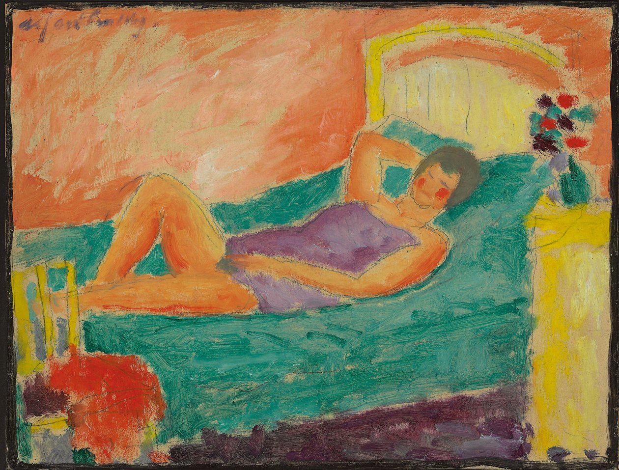 Fekvő lány; Fekvő lány, 1917 körül alkotó: Alexej von Jawlensky