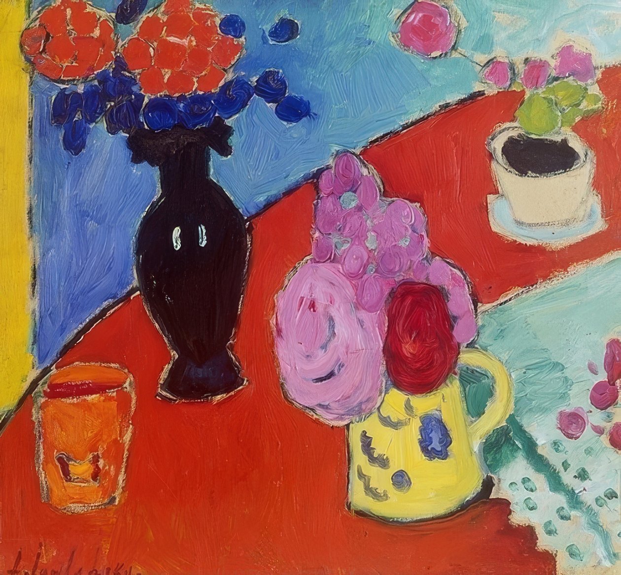 Csendélet vázával és kannával. 1909 alkotó: Alexej von Jawlensky