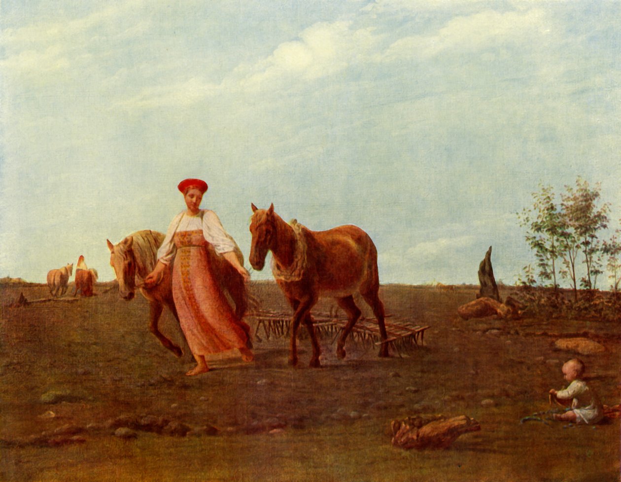 A szántott földön. Tavasz, 1820-as évek, 1965. alkotó: Alexey Venetsianov
