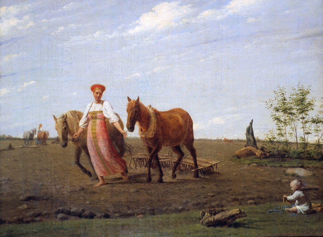 Oroszul: "A felszántott mezőn. Tavasz" A felszántott mezőn. Spring alkotó: Alexey Venetsianov