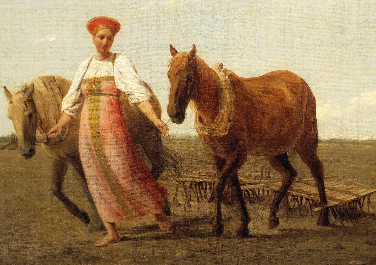 Oroszul: "A felszántott mezőn. Tavasz" A felszántott mezőn. Spring alkotó: Alexey Venetsianov