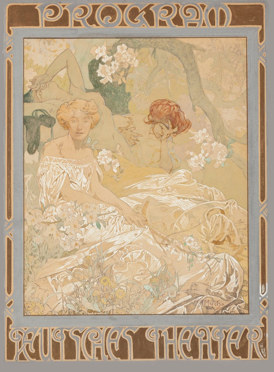 német játszóház. Színházi program, 1908. alkotó: Alfons Marie Mucha