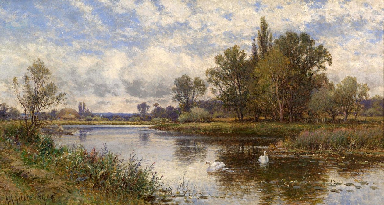 Folyami jelenet hattyúkkal alkotó: Alfred Augustus Glendening