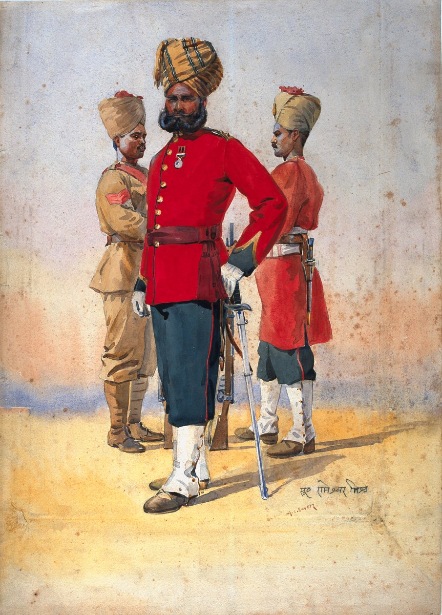 Az 1. és 3. brahman katonái, Szubadar, illusztrációja G. F. őrnagy az „India hadseregeihez” MacMunn, 1911-ben, 1908-ban jelent meg alkotó: Alfred Crowdy Lovett