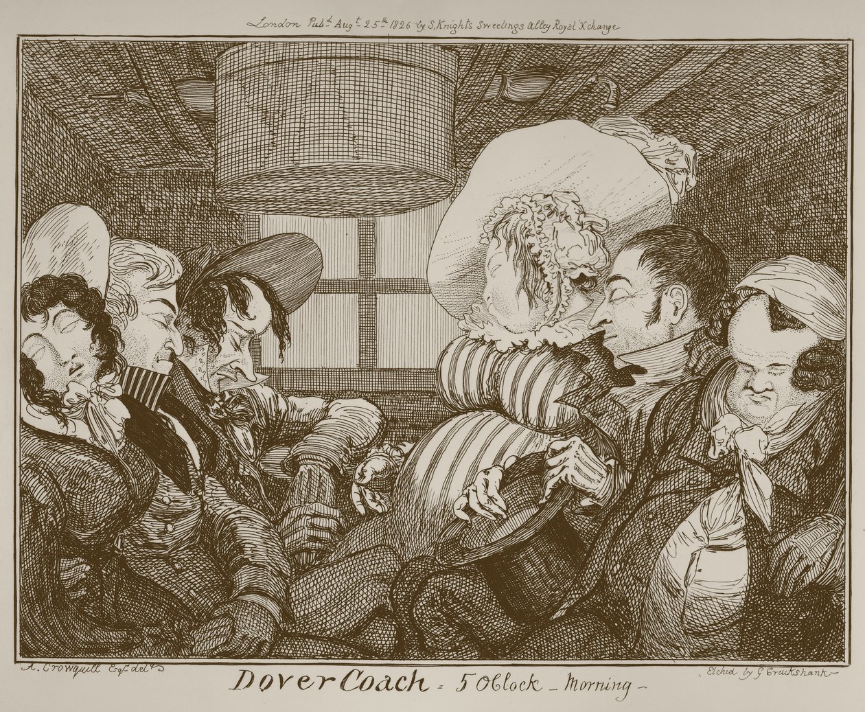 Dover Coach, reggel 5 óra, George Cruikshank metszet, 1826 alkotó: Alfred Crowquill