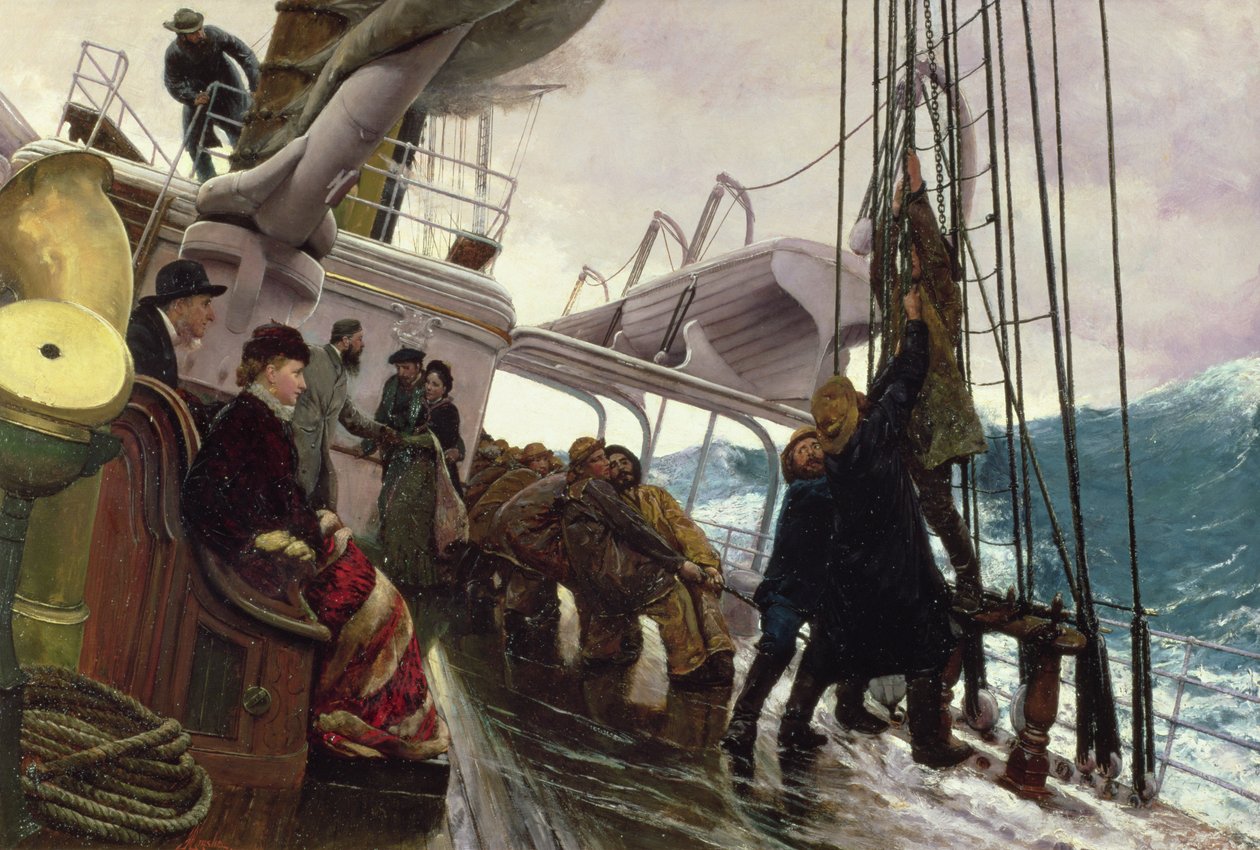 Vitorlakötés vihar után, 1881 alkotó: Alfred Edward Emslie