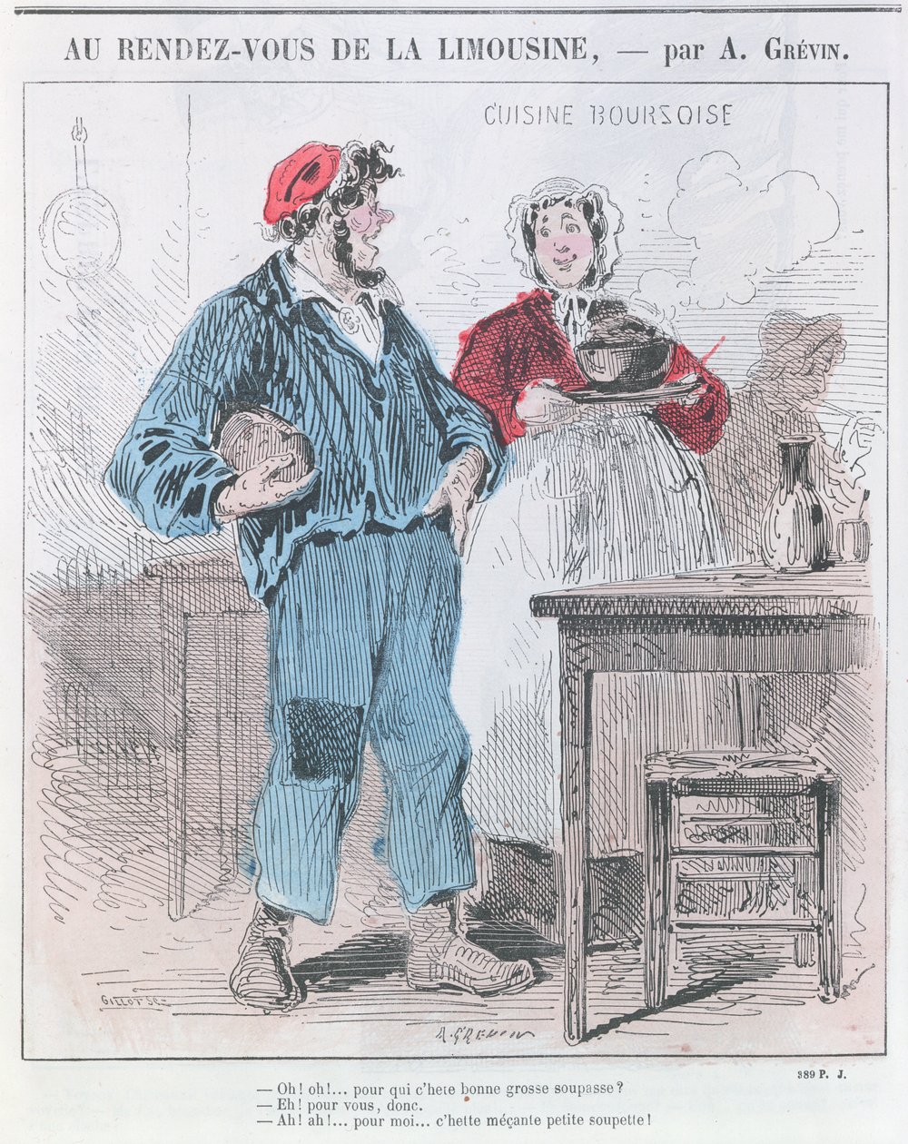Au Rendez-vous de la Limousine, a "Le Petit Journal Pour Rire"-ből, metszette Gillot, 1860 körül alkotó: Alfred Grevin
